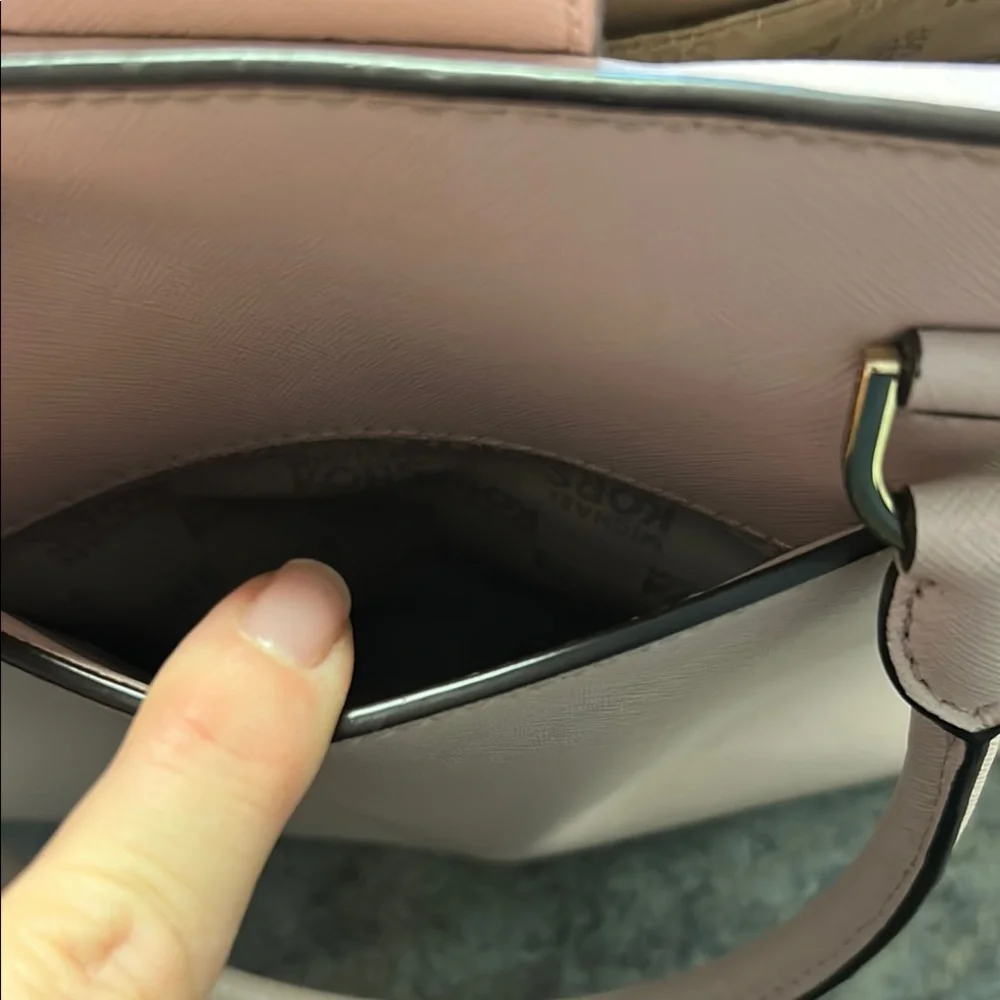 Michael Kors Pale Pink Leather Tote with Gold Hardware